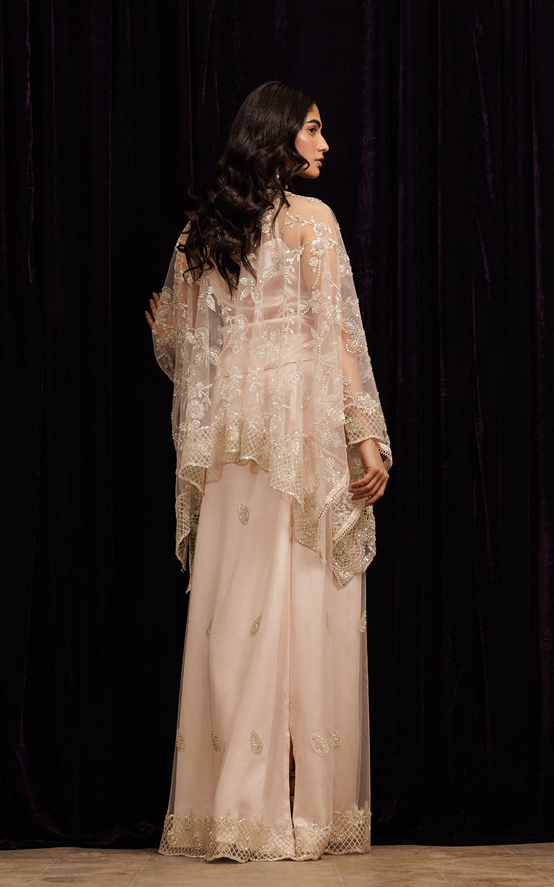 Threads and Motifs | Formal Dresses 25 | Net Embroidered Cape With Tube And Skirt - Pakistani Designer Dress - by Threads and Motifs - Type : Ladies Clothes - 100% Original at Saira Sultan