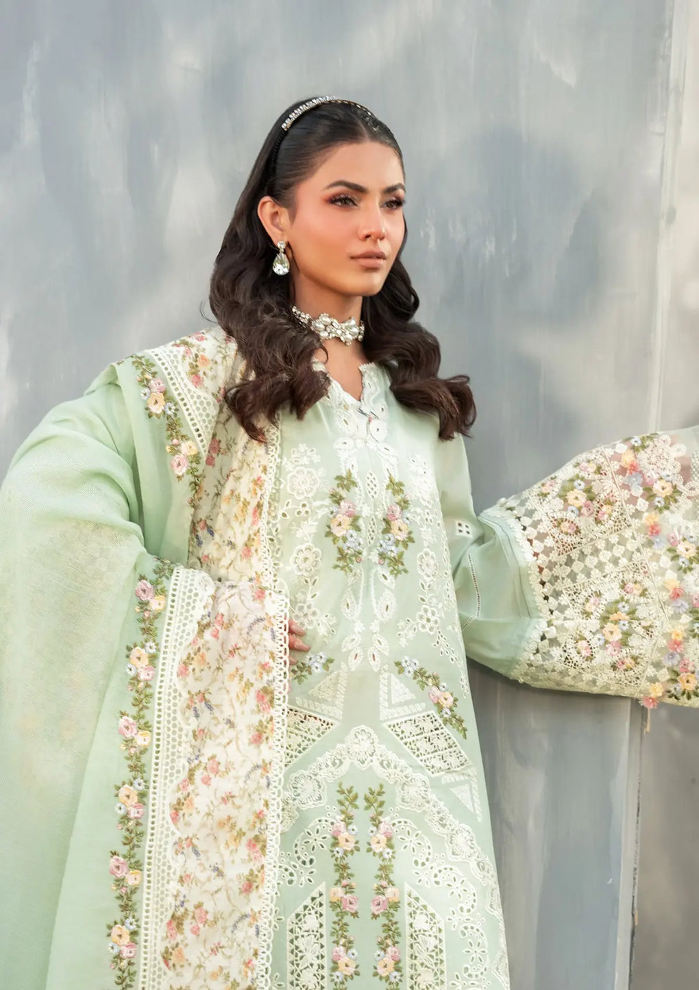 Elaf Premium | Luxury Lawn 25 | ELH-4B FROSTEL M Mint Lawn