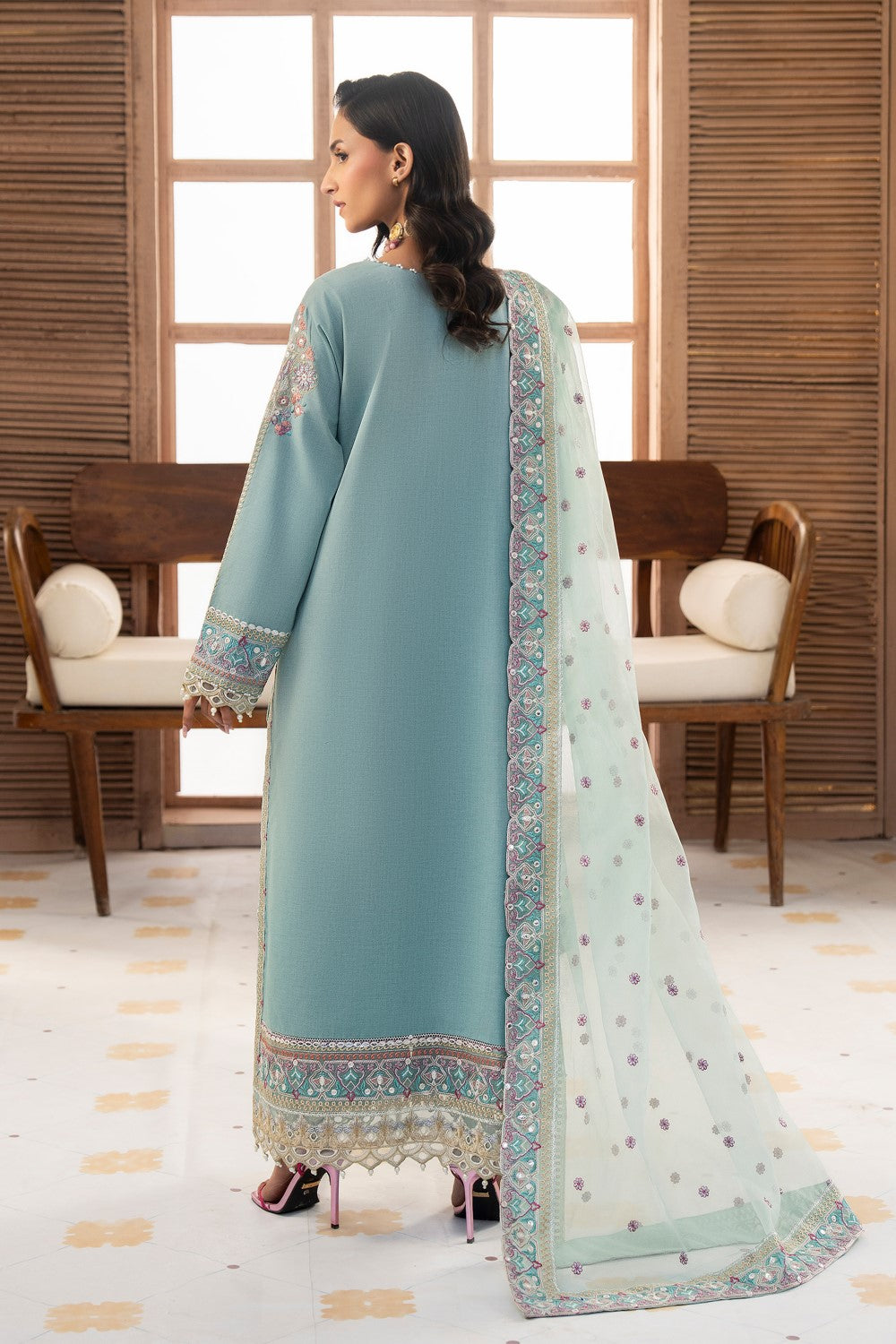 Maryum N Maria | Luxury Lawn 25 | AMANI - MS50110 XS Aqua Lawn