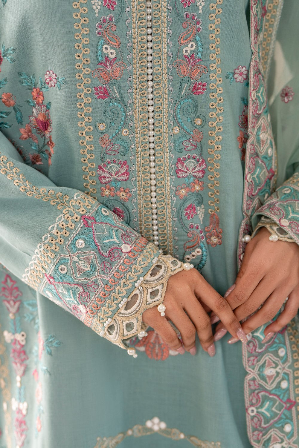 Maryum N Maria | Luxury Lawn 25 | AMANI - MS50110 L Aqua Lawn