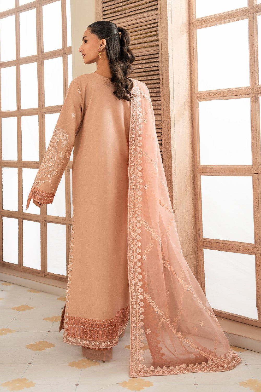 Maryum N Maria | Luxury Lawn 25 | AFRA - MS50114 XS Nude Peach Lawn