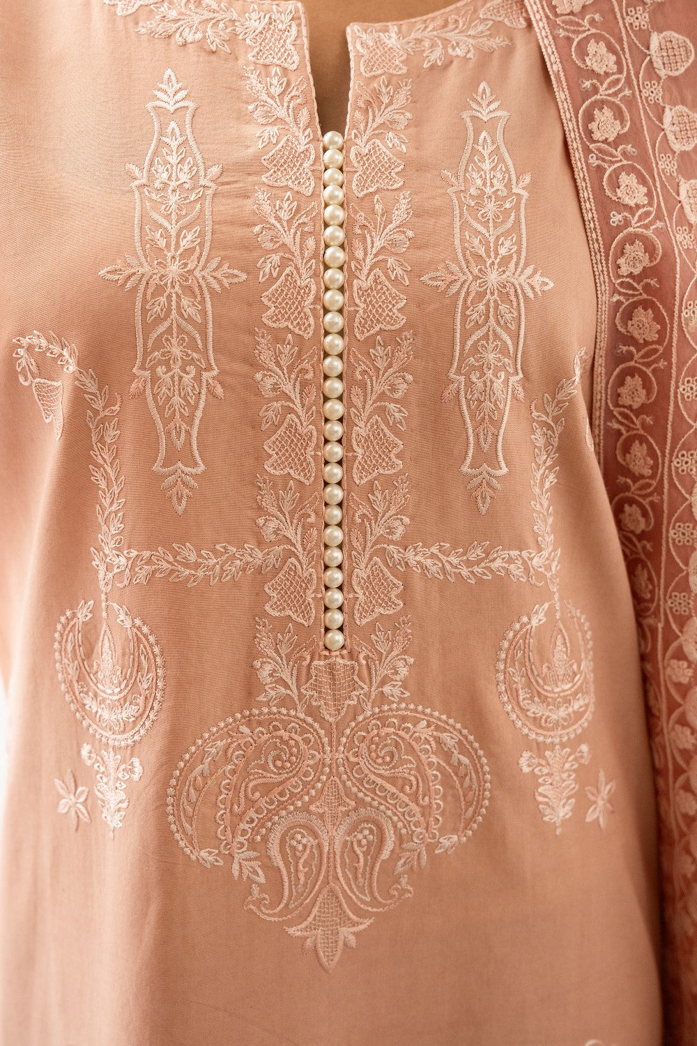 Maryum N Maria | Luxury Lawn 25 | AFRA - MS50114 M Nude Peach Lawn