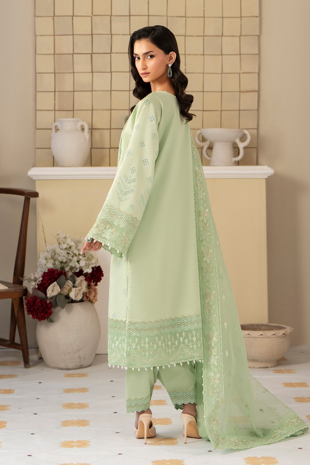 Maryum N Maria | Luxury Lawn 25 | AZAL - MS50116 XS Mint Green Lawn