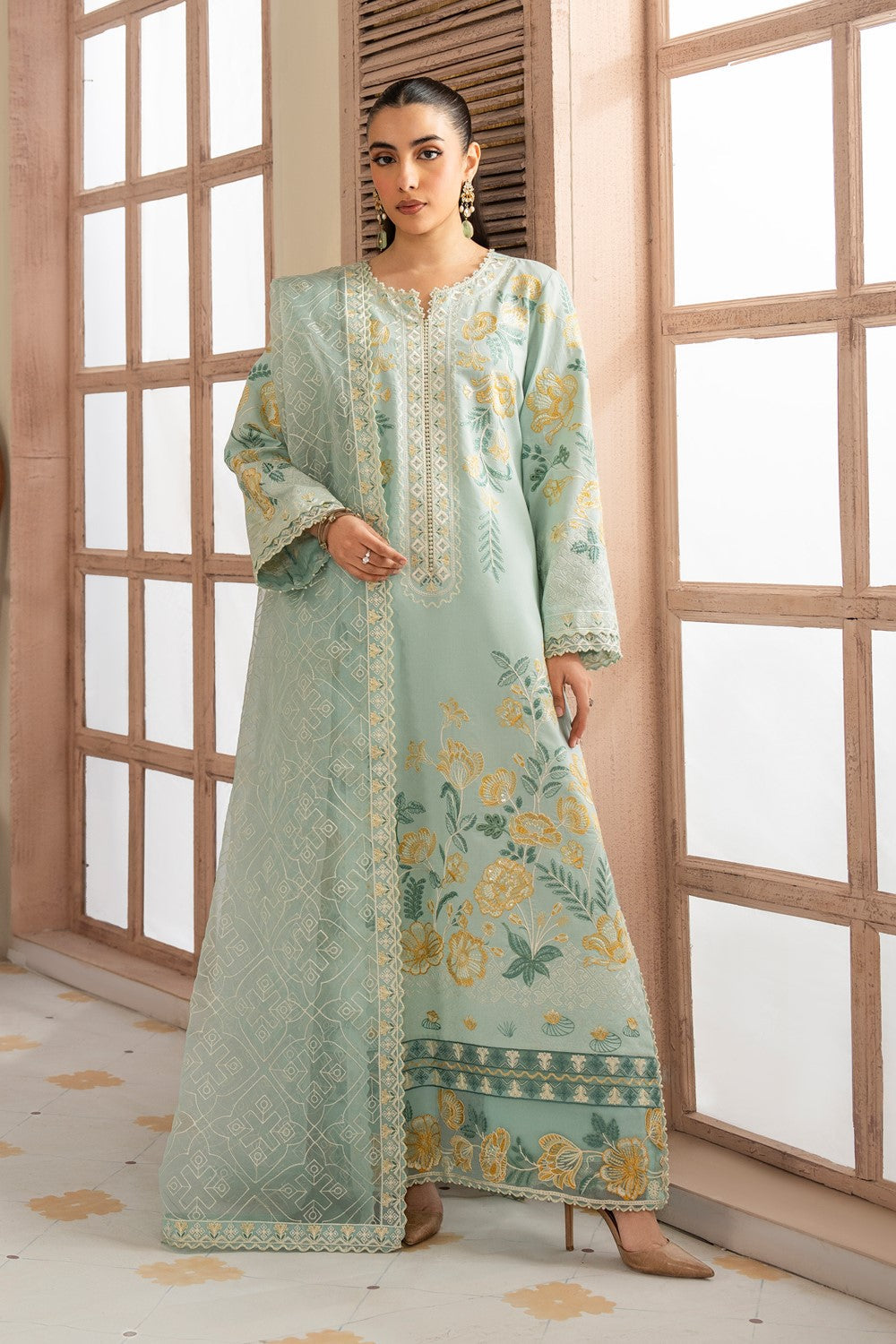 Maryum N Maria | Luxury Lawn 25 | ALAIA - MS50122 XS Ice Blue Lawn