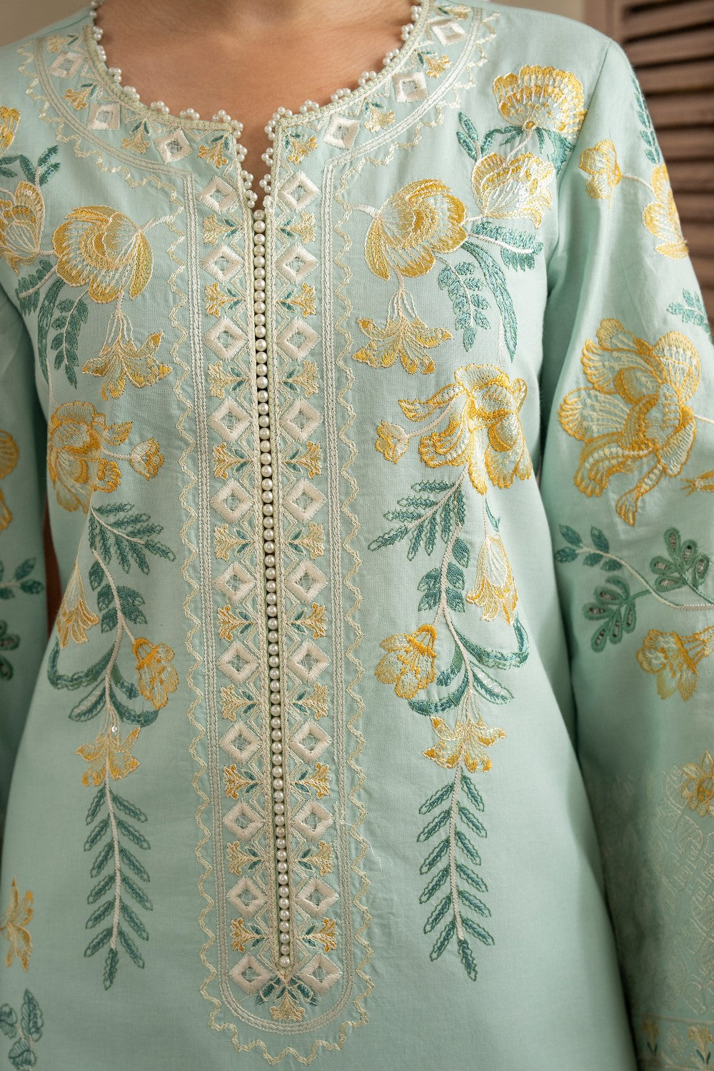Maryum N Maria | Luxury Lawn 25 | ALAIA - MS50122 M Ice Blue Lawn
