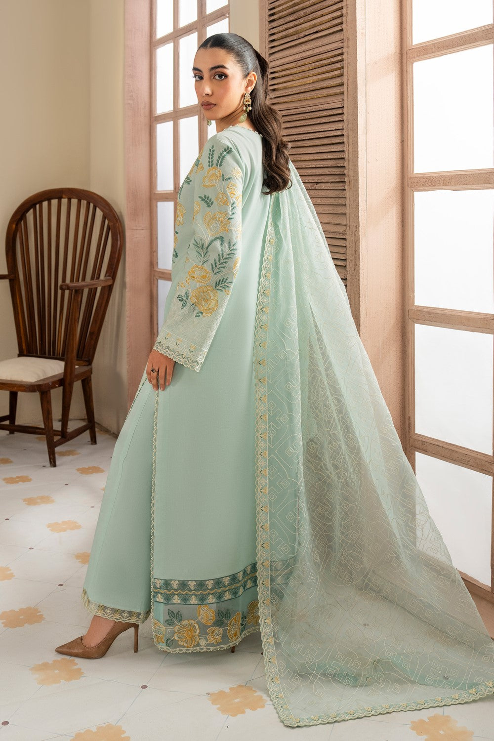 Maryum N Maria | Luxury Lawn 25 | ALAIA - MS50122 XS Ice Blue Lawn