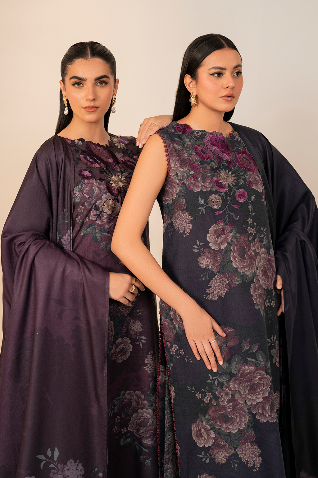 Iznik | Exclusive Winter | UE-353 M Deep Purple Slub Khaddar