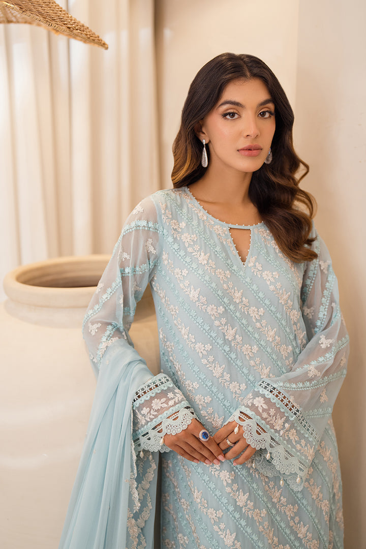 Azure | Ensembles Embroidered Formals | Mint Glaze M Sky Blue Chiffon