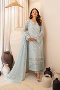 Azure | Ensembles Embroidered Formals | Mint Glaze L Sky Blue Chiffon