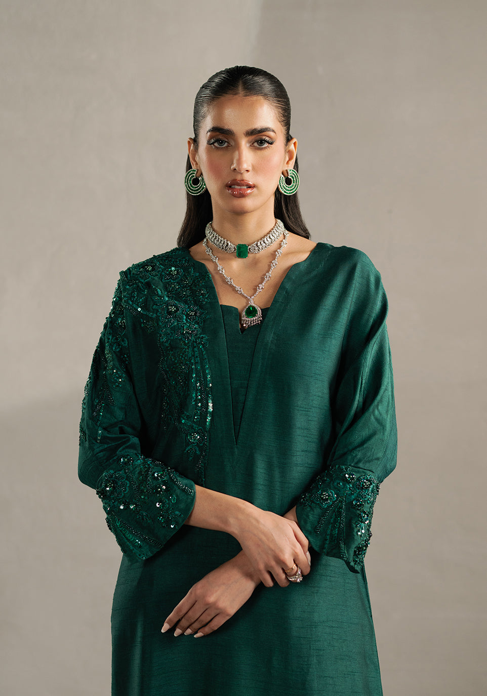 Zarqash | Silk Edit | ZQS 009 IZEL L Emerald Green Raw Silk
