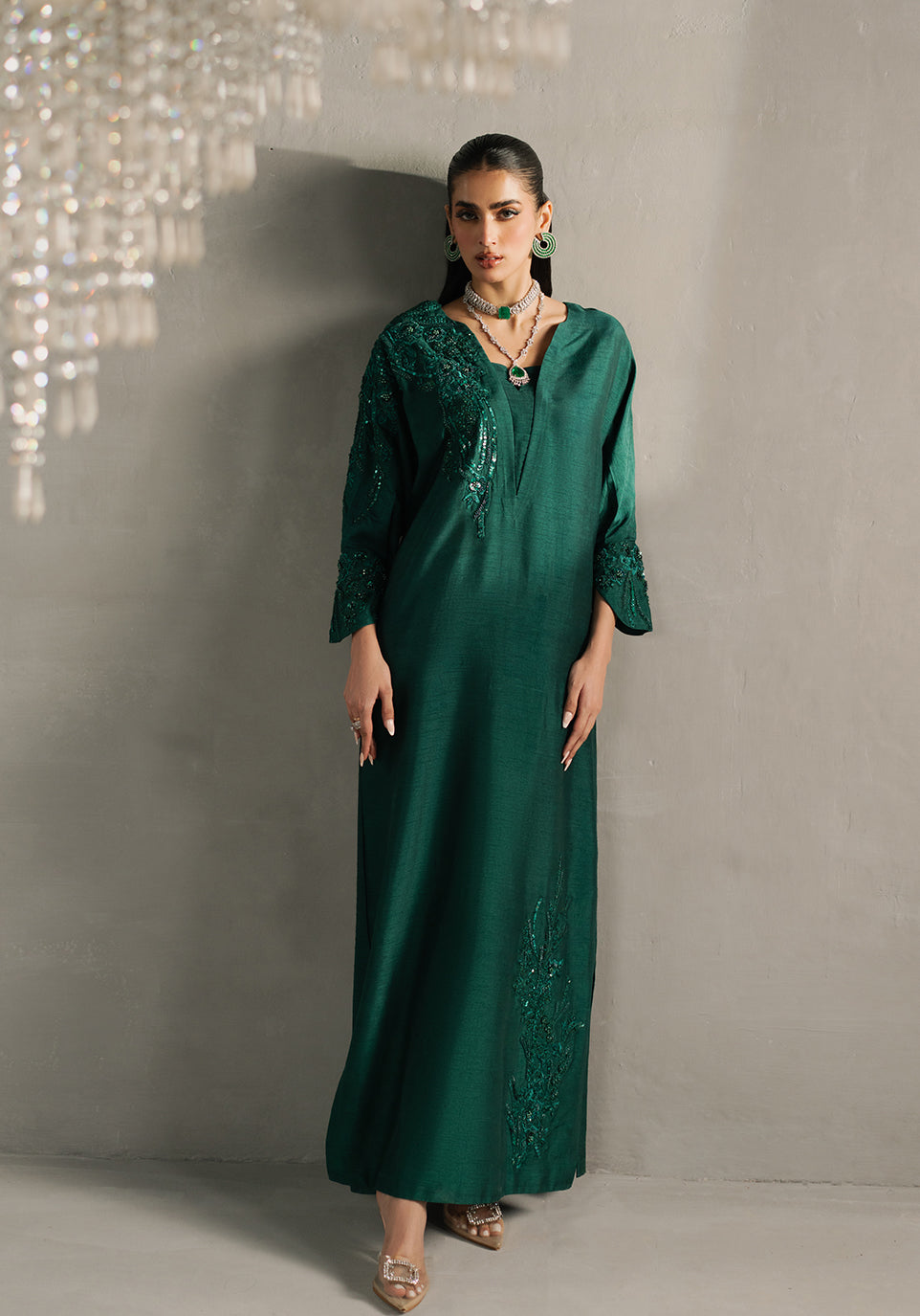 Zarqash | Silk Edit | ZQS 009 IZEL M Emerald Green Raw Silk