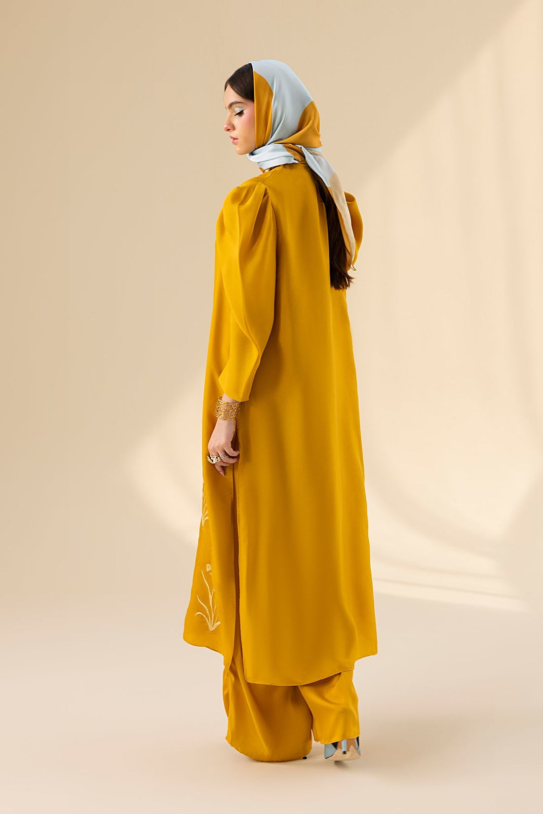 Erum Khan | Lillia Summer Edit | Honey Haze XS Gold Charmeuse Silk