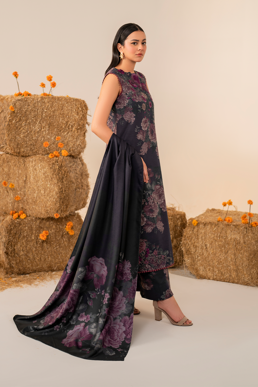 Iznik | Exclusive Winter | UE-353 Custom Size Deep Purple Slub Khaddar
