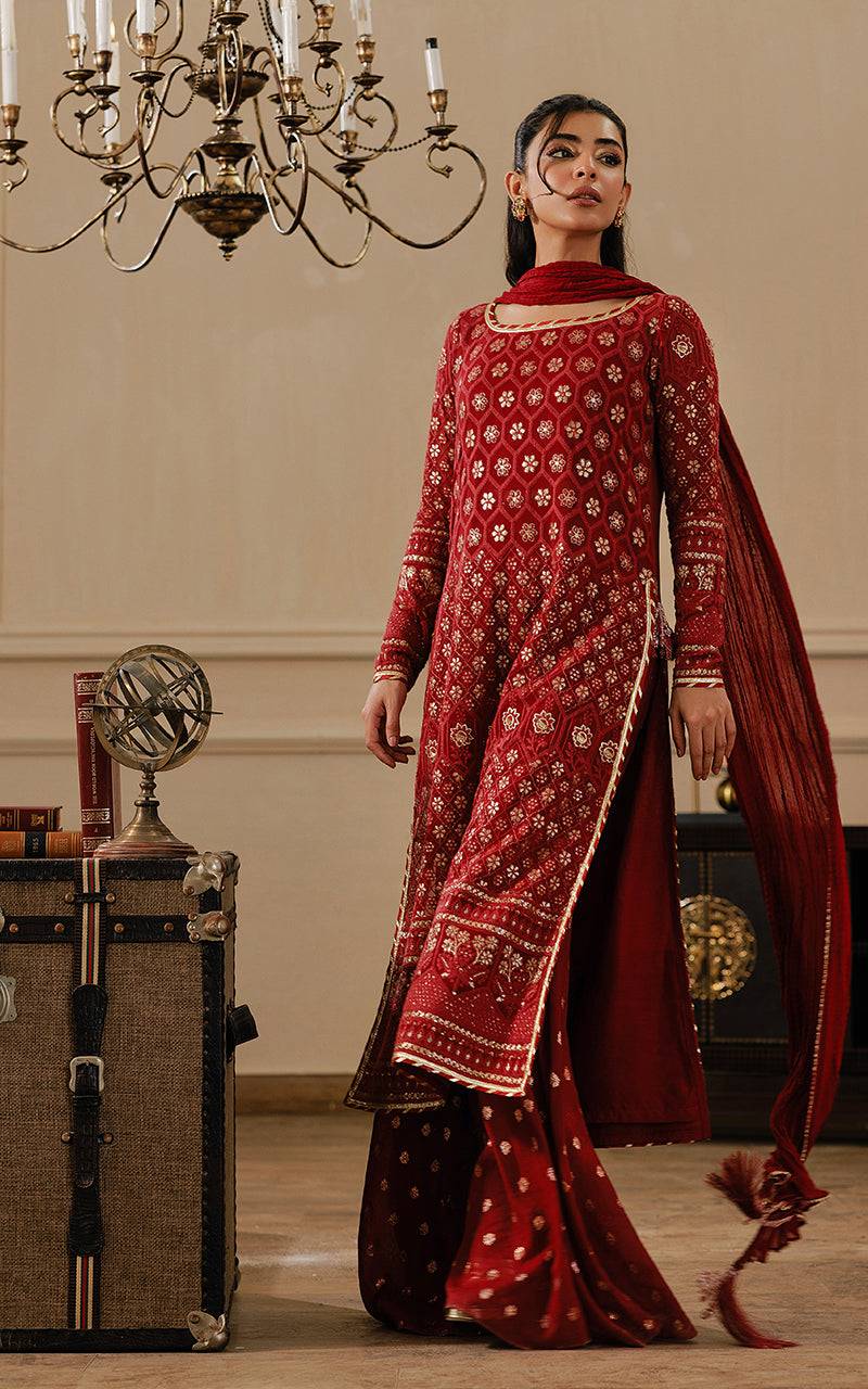 Threads and Motifs | Formal Dresses 25 | Embroidered Shirt With Gharara And Dupatta - Pakistani Designer Dress - by Threads and Motifs - Type : Ladies Clothes - 100% Original at Saira Sultan