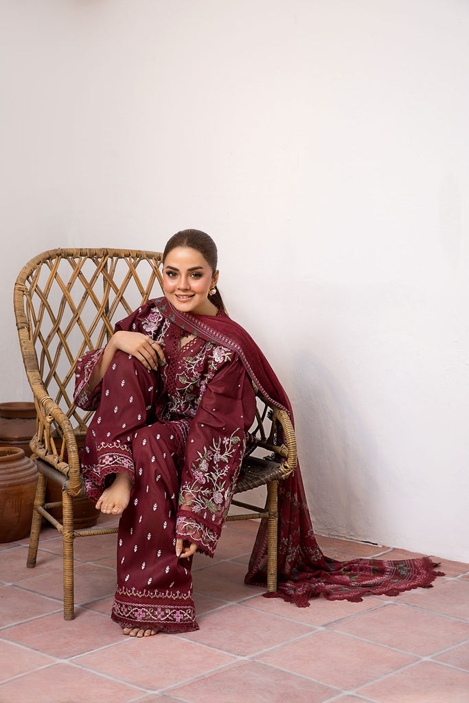 Sobia Nazir | Vital Lawn 25 | 5B M Burgundy Lawn