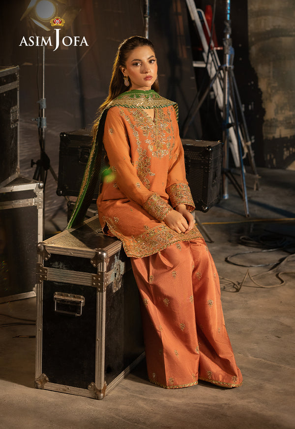 Asim Jofa | Festive Collection 25 | AJLF-03 Custom Size Peach Chiffon