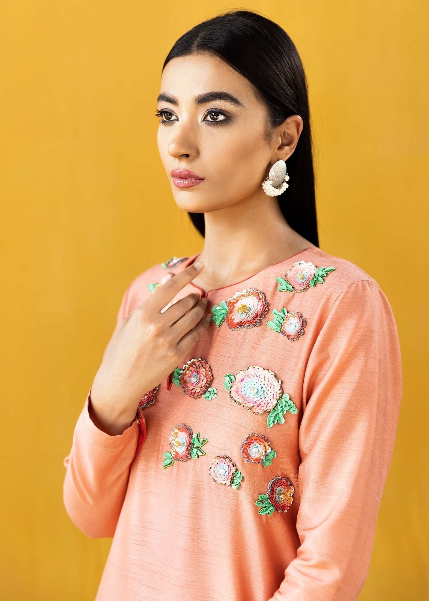 Hana | Vibrant Beyond | Floral Garden-VB-1007 L Pale Peach Raw Silk