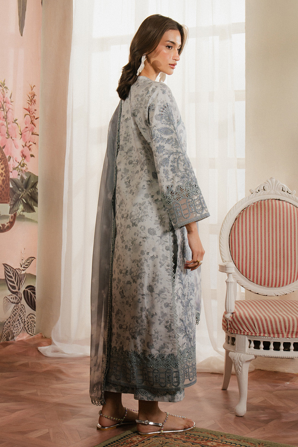Ayzel | Armelia Printed Lawn 25 | Selviana XS Gray Lawn