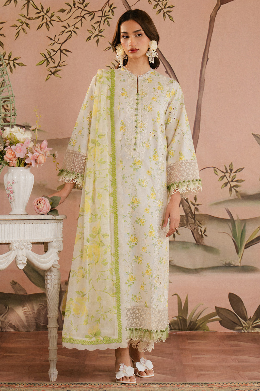 Ayzel | Armelia Printed Lawn 25 | Cyrilla XS Off White Lawn
