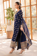Emaan Adeel | Noore Festive Formals | ZAVIA XL Navy Blue Chiffon