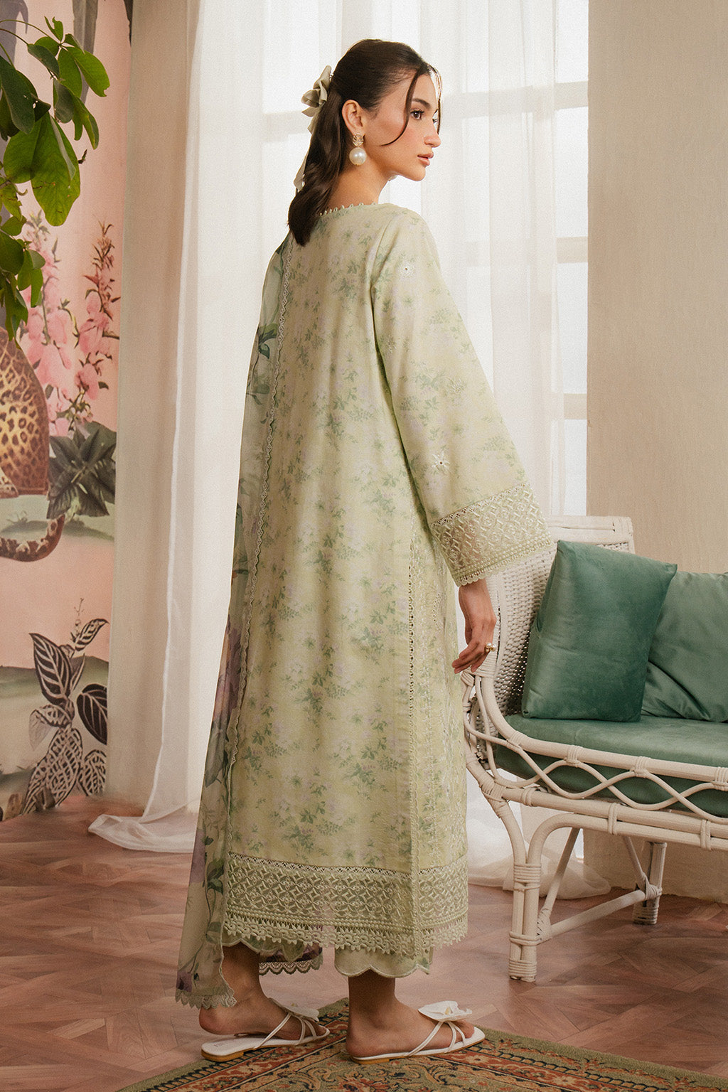 Ayzel | Armelia Printed Lawn 25 | Mirelia XS Mint Green Lawn