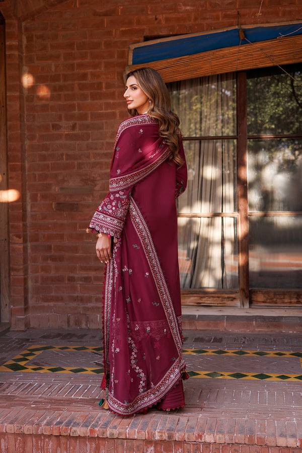 Farasha | Dastoor Embroidered Lawn SS24 | RUBY GLAM - Pakistani Designer Dress - by Farasha | Type: Luxury - 100% Original at Saira Sultan
