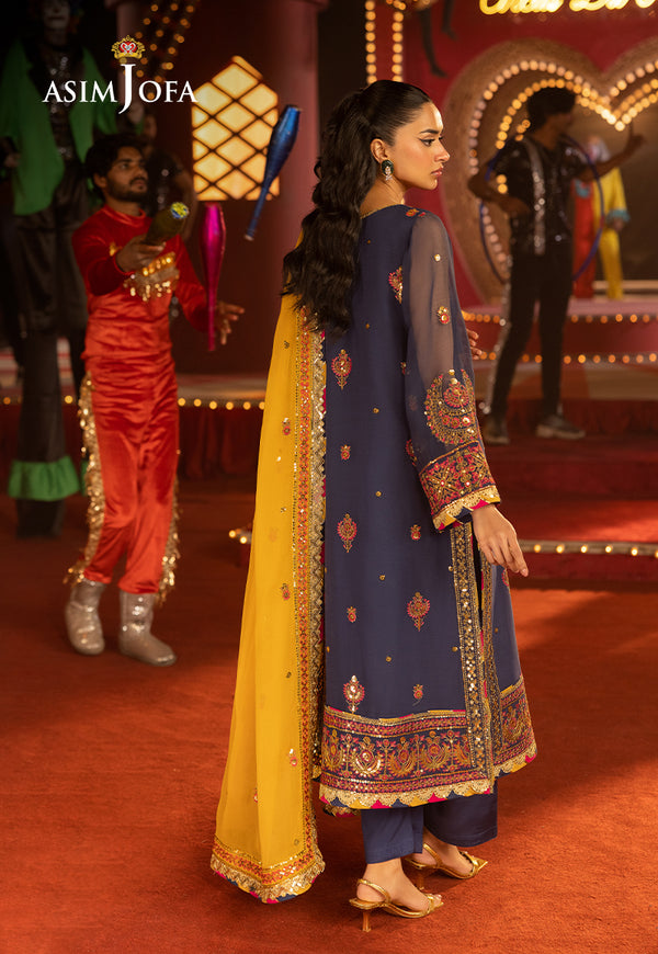 Asim Jofa | Festive Collection 25 | AJLF-16 XS Navy Blue Chiffon