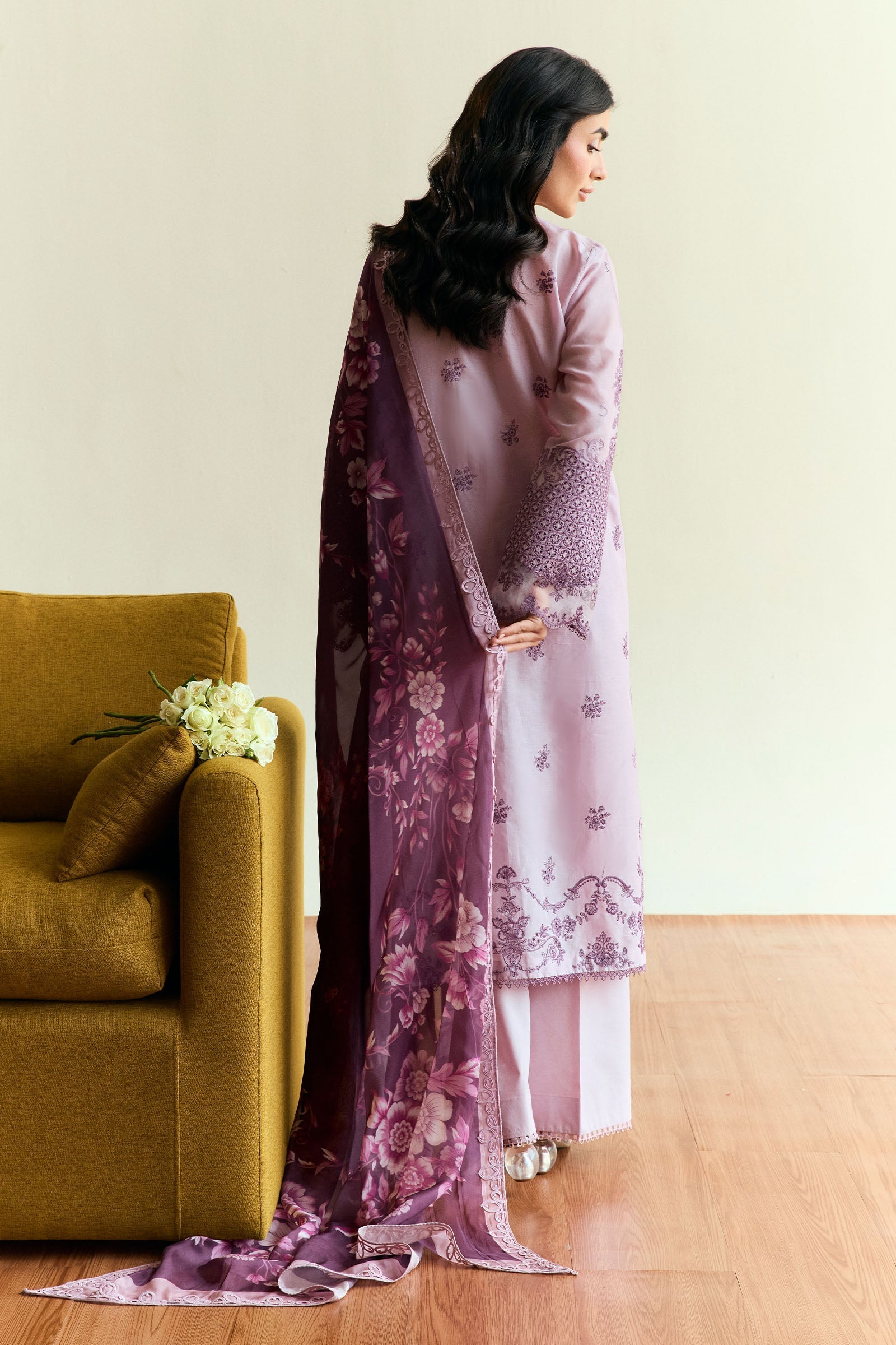Zara Shahjahan | Coco Eid Edit |Quince-D5 S Lilac Gray Lawn