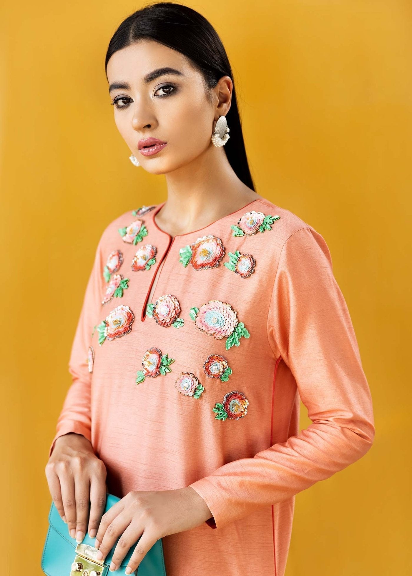Hana | Vibrant Beyond | Floral Garden-VB-1007 M Pale Peach Raw Silk