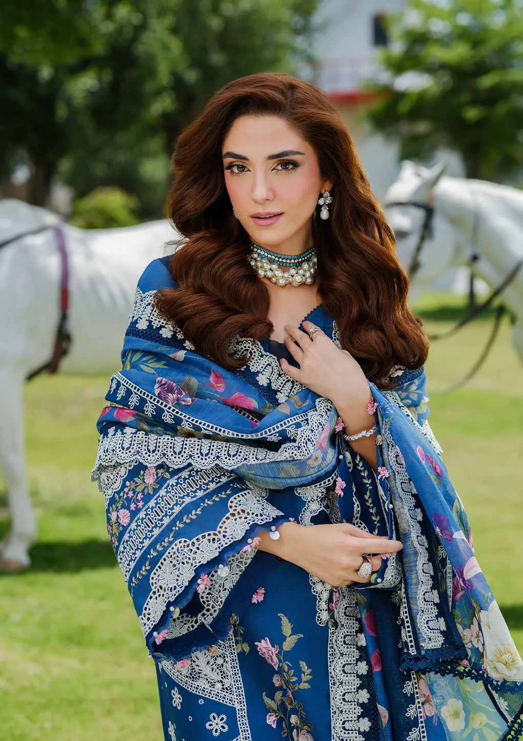 Elaf Premium | Luxury Lawn 25 | ELH-2A ZIVA L Royal Blue Lawn