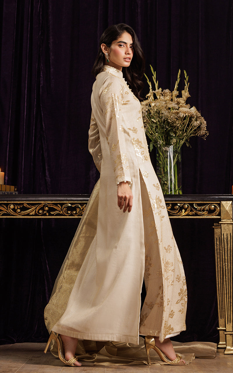 Threads and Motifs | Formal Dresses 25 | Chiffon Embroidered Jacket with Embroidered Trouser - Pakistani Designer Dress - by Threads and Motifs - Type : Ladies Clothes - 100% Original at Saira Sultan