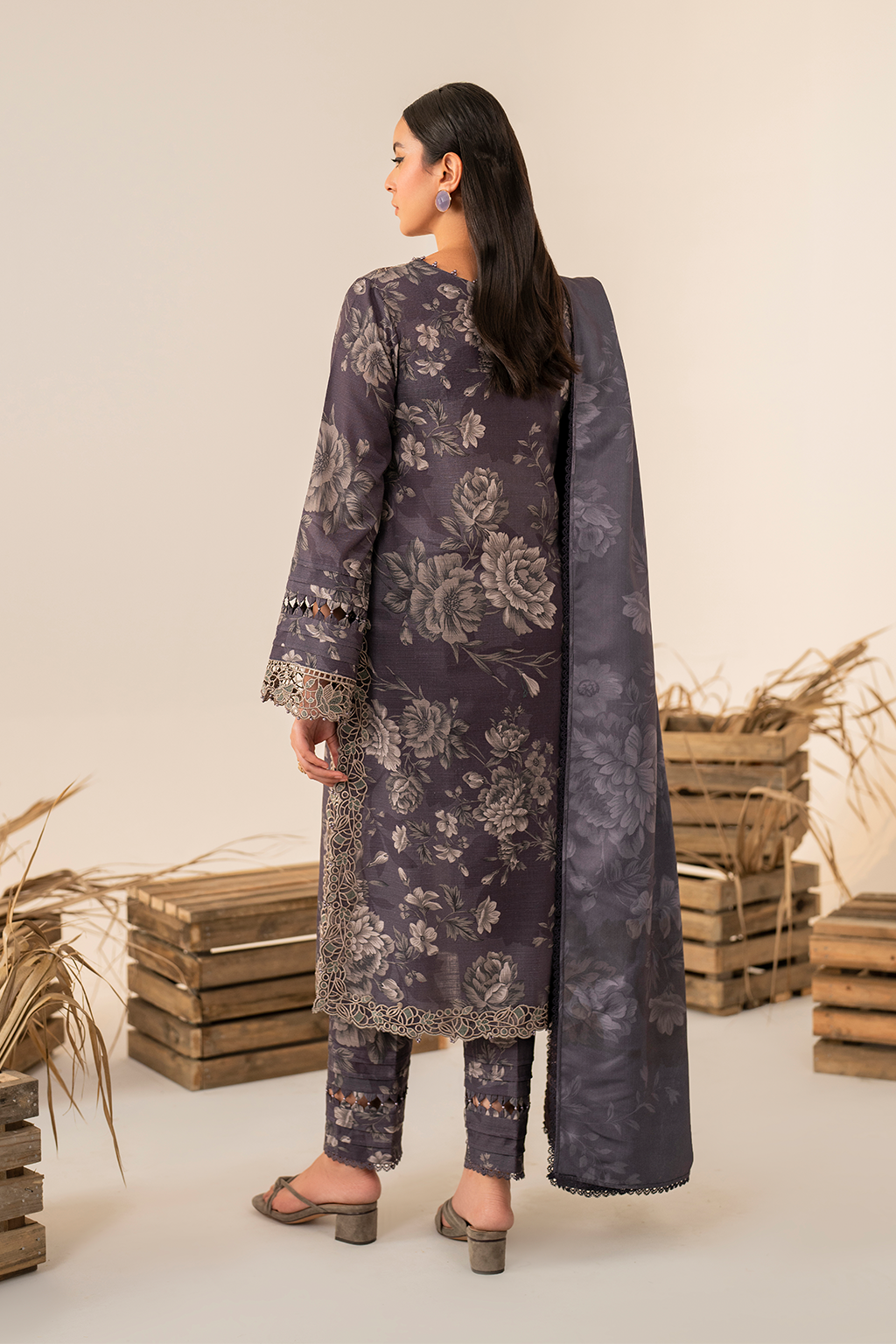 Iznik | Exclusive Winter | UE-349 M Purple Gray Slub Khaddar