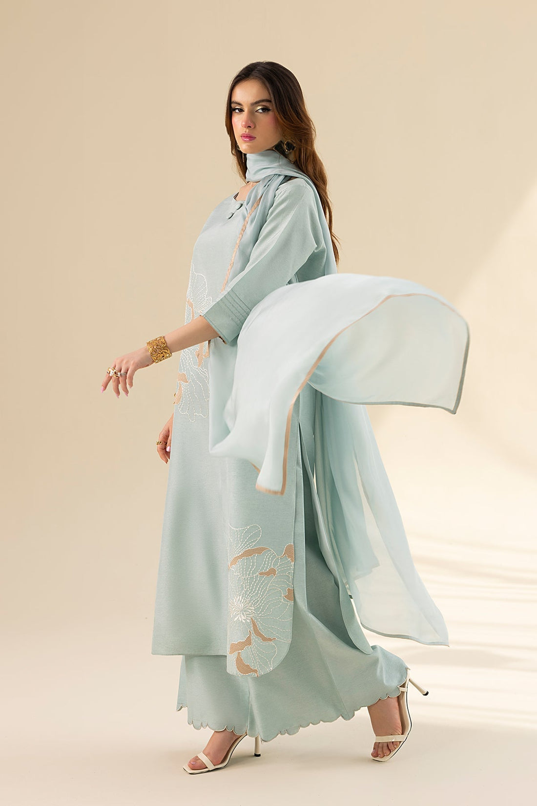 Erum Khan | Lillia Summer Edit | Aqua Breeze XS Ice Blue Tassle Silk