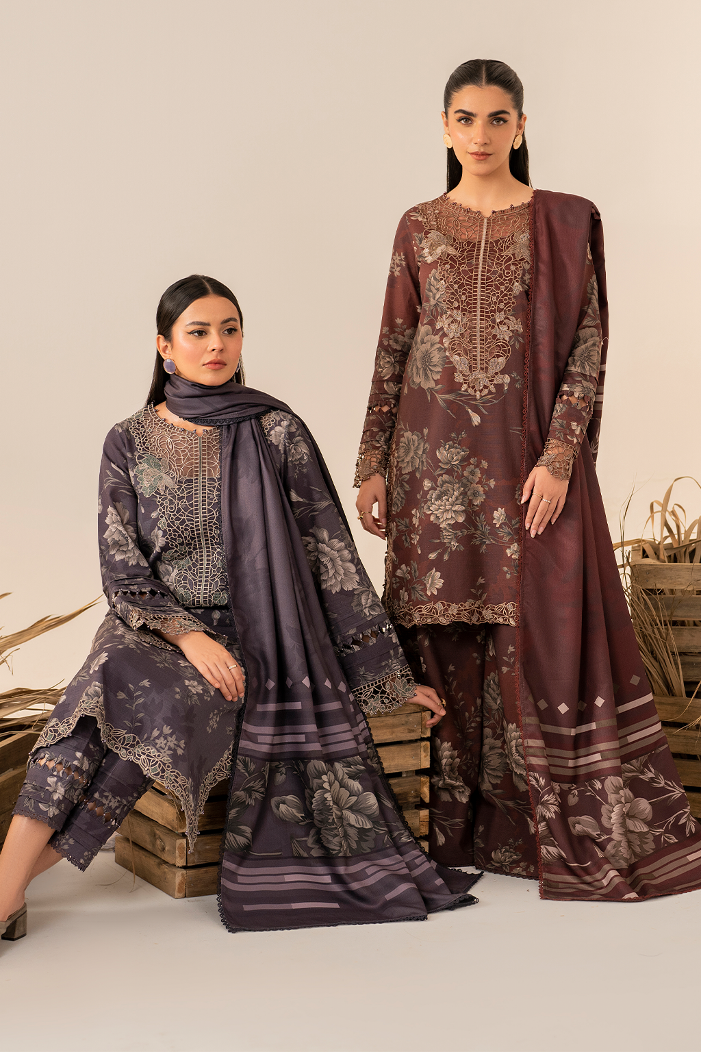 Iznik | Exclusive Winter | UE-350 Custom Size Dark Brown Slub Khaddar