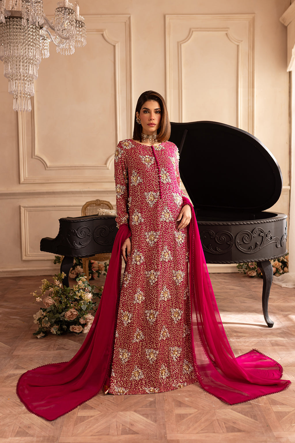Vanya | Marlene Formals | ML-01 XS Hot Pink Chiffon