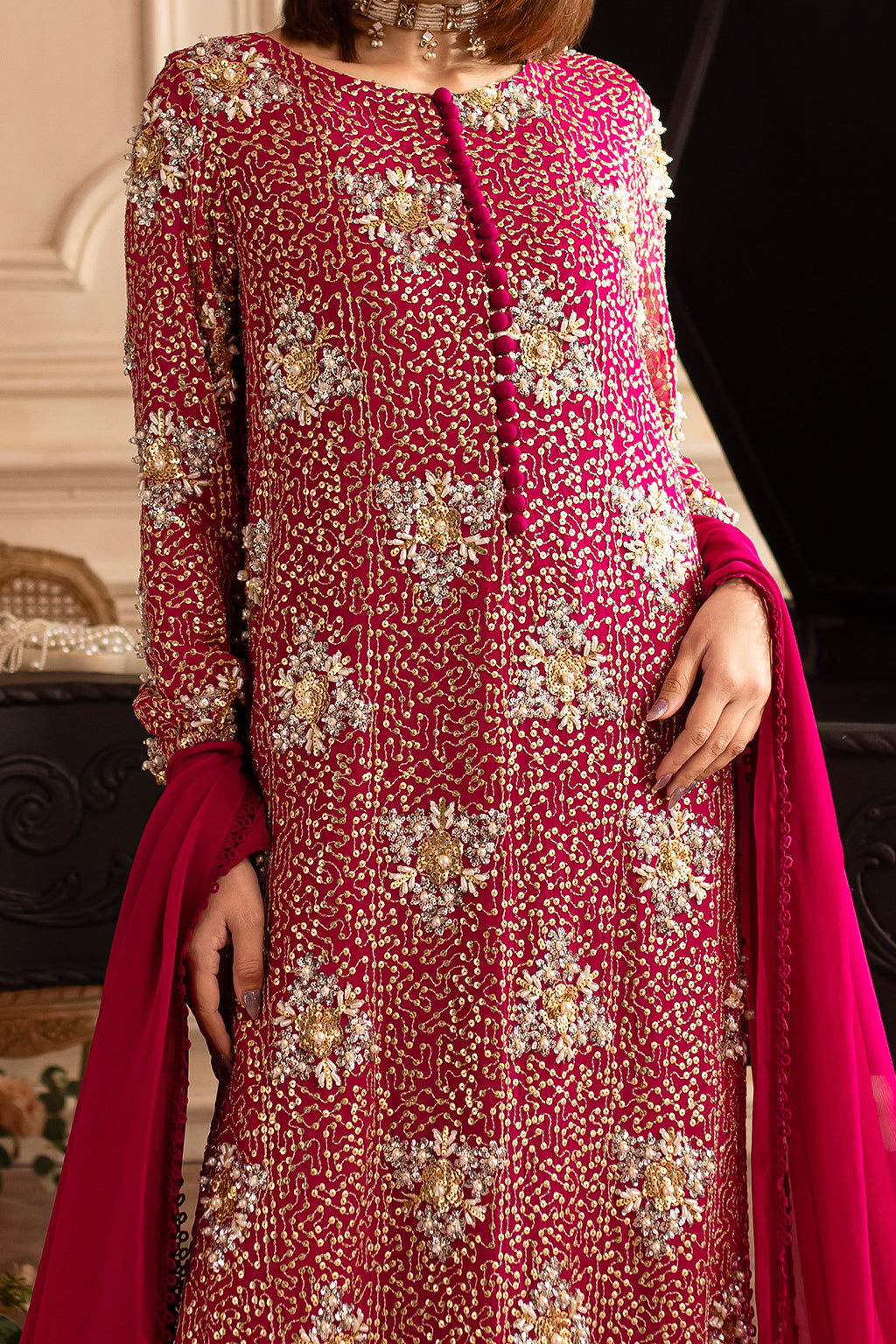 Vanya | Marlene Formals | ML-01 M Hot Pink Chiffon