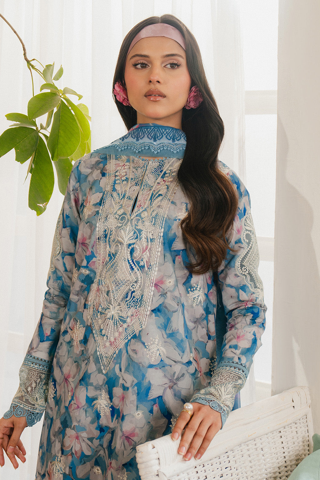 Ayzel | Armelia Printed Lawn 25 | Scilla M Aqua Lawn