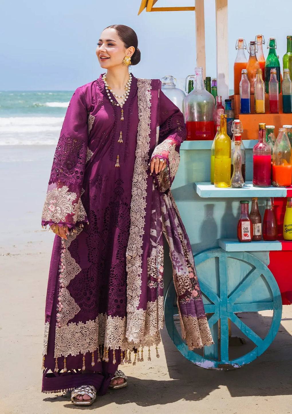 Elaf Premium | Hai Kuch Festive Lawn 24 | EHK-06 Hania - Pakistani Designer Dress - by Elaf Premium | Type: Luxury - 100% Original at Saira Sultan