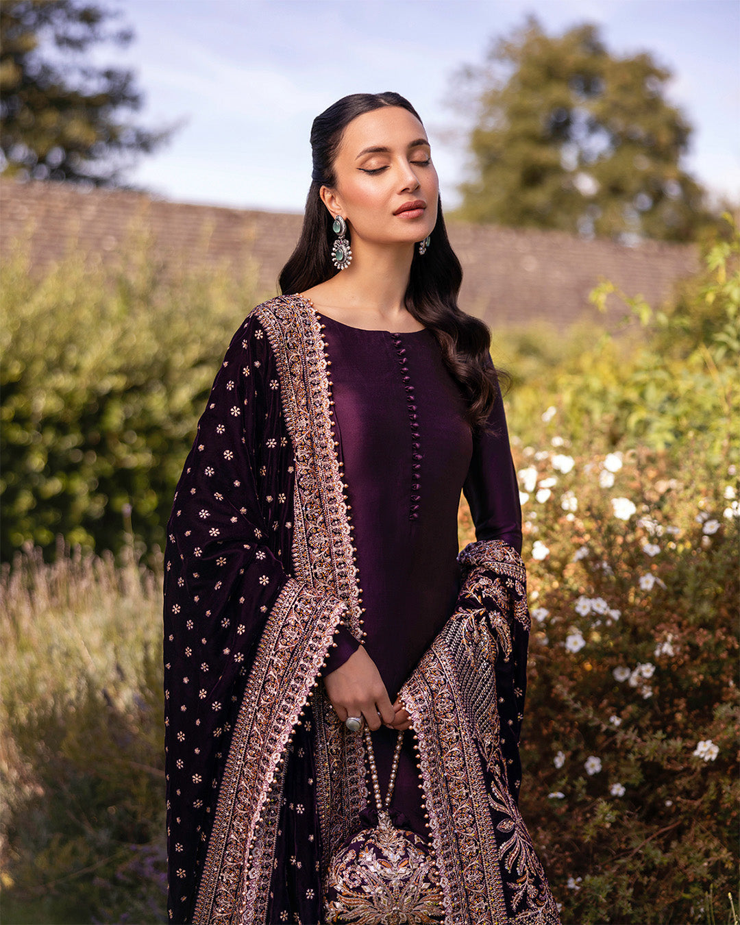 Faiza Saqlain | Adeen Formals | Vespera M Dark Plum Silk