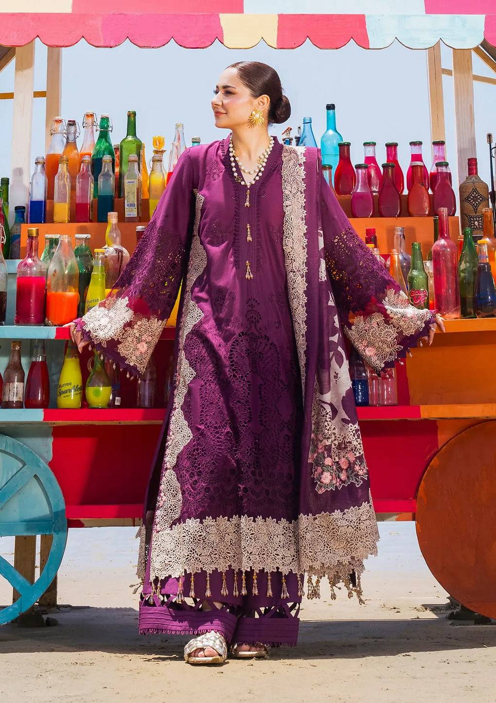 Elaf Premium | Hai Kuch Festive Lawn 24 | EHK-06 Hania - Pakistani Designer Dress - by Elaf Premium | Type: Luxury - 100% Original at Saira Sultan