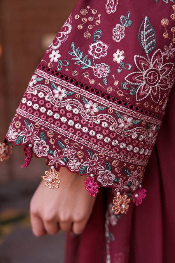 Farasha | Dastoor Embroidered Lawn SS24 | RUBY GLAM - Pakistani Designer Dress - by Farasha | Type: Luxury - 100% Original at Saira Sultan