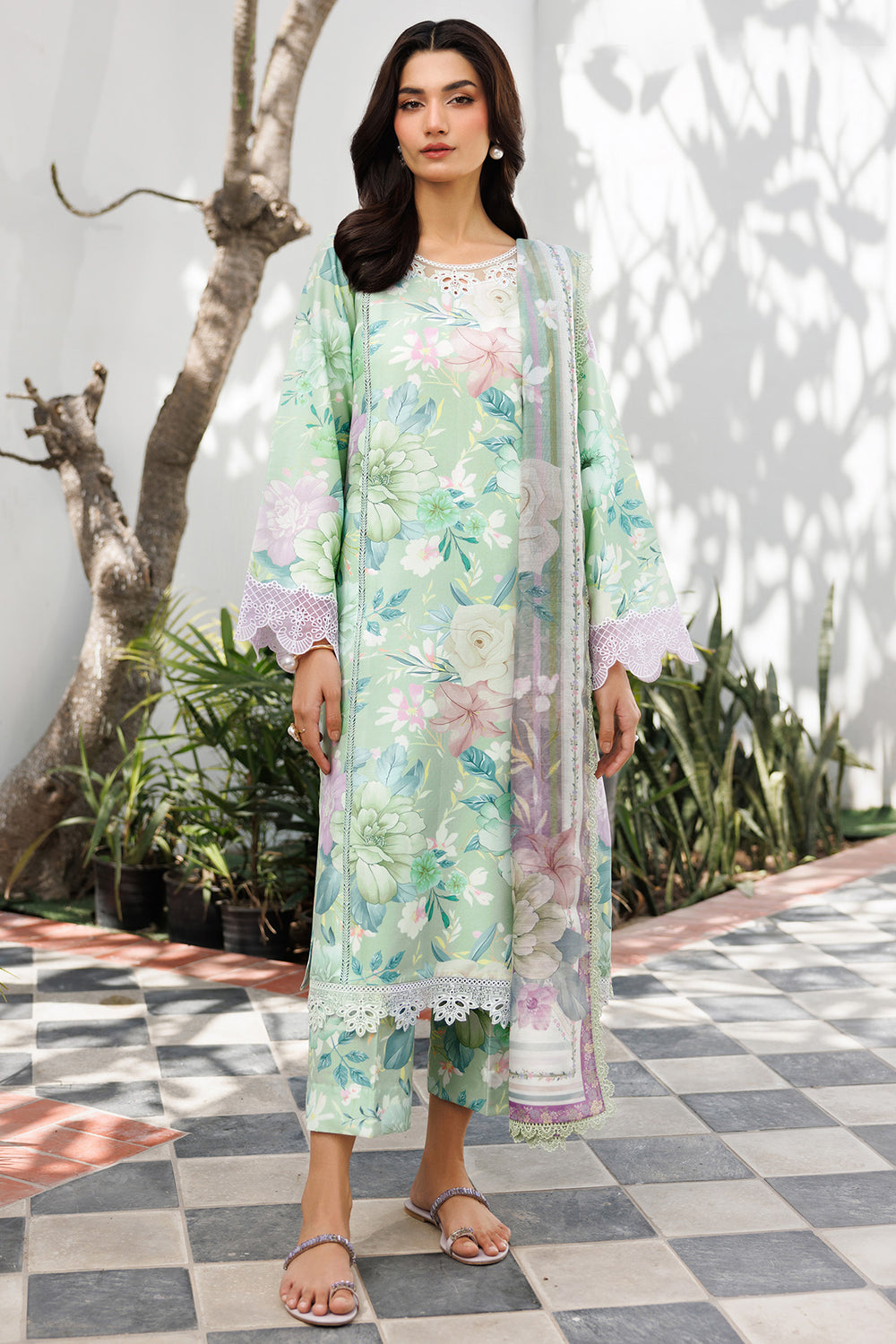 Farasha | Printed Essentials | Silken Sage - Pakistani Designer Dress - by Farasha - Type : Ladies Clothes - 100% Original at Saira Sultan