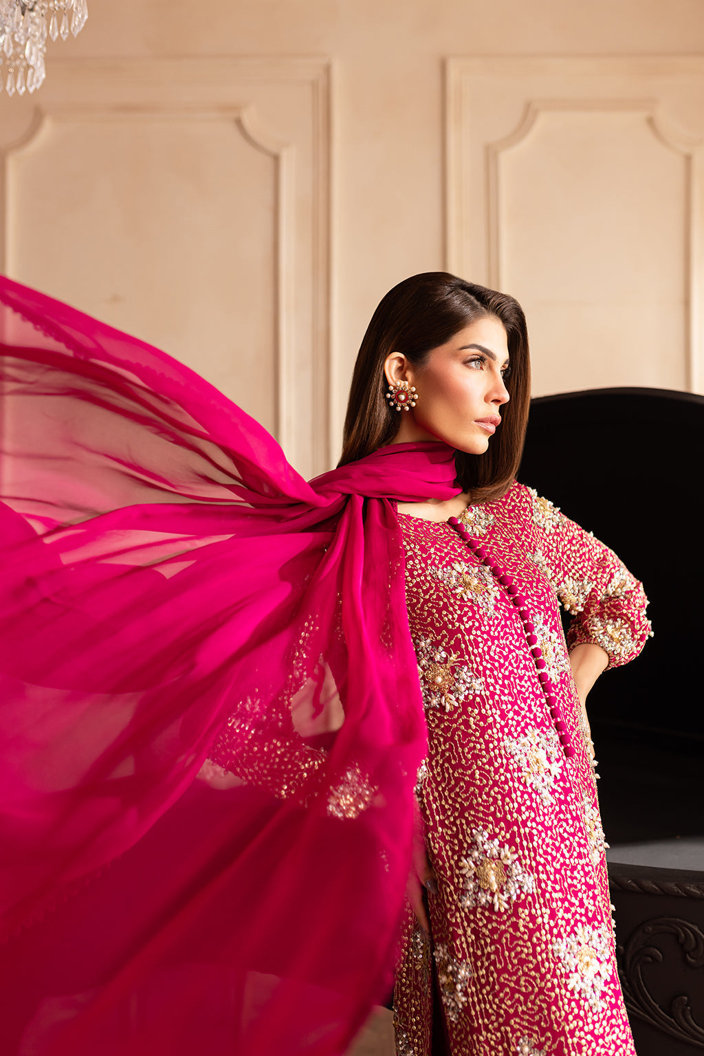 Vanya | Marlene Formals | ML-01 Custom Size Hot Pink Chiffon