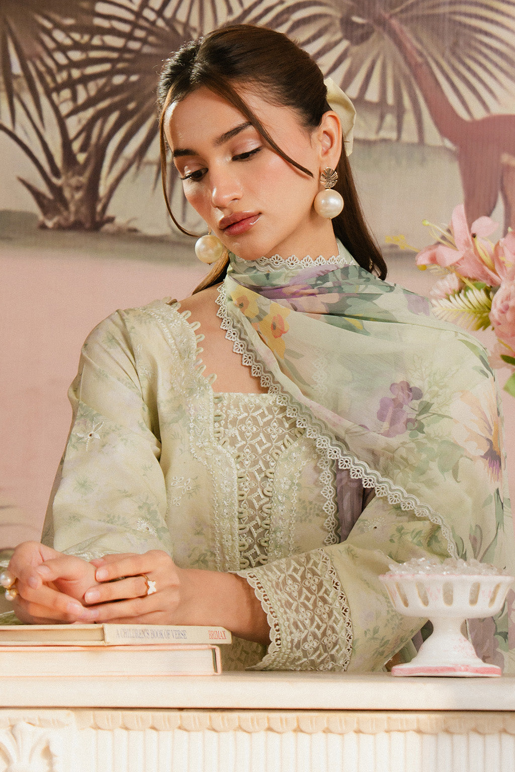 Ayzel | Armelia Printed Lawn 25 | Mirelia M Mint Green Lawn