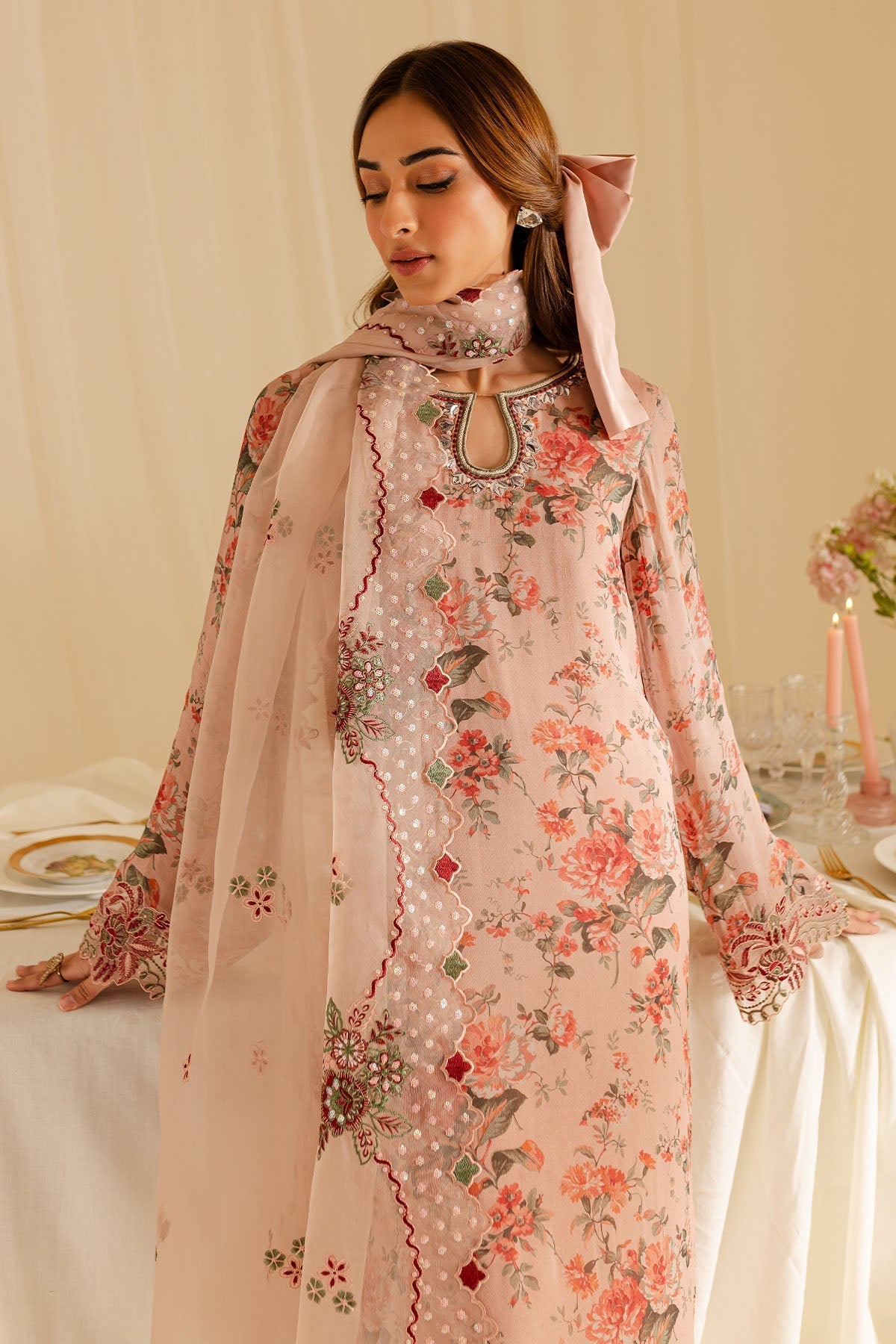 Nureh | Ballerina Formals | NU2-160 M Pale Peach Chiffon