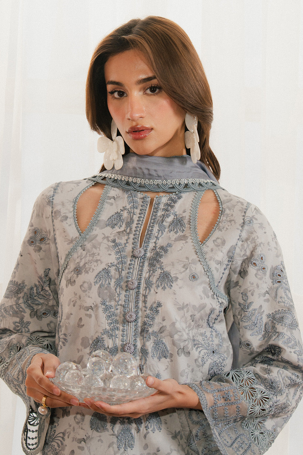 Ayzel | Armelia Printed Lawn 25 | Selviana M Gray Lawn