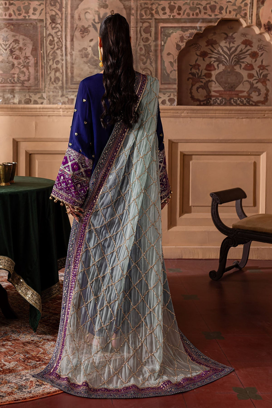 Nureh | Nur Mahal Formals | NE-137 XS Navy Silk