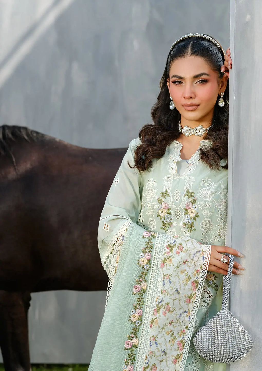 Elaf Premium | Luxury Lawn 25 | ELH-4B FROSTEL L Mint Lawn