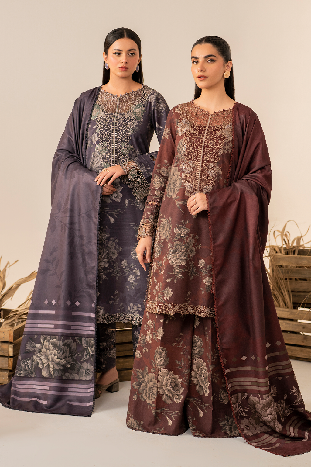 Iznik | Exclusive Winter | UE-349 XS Purple Gray Slub Khaddar