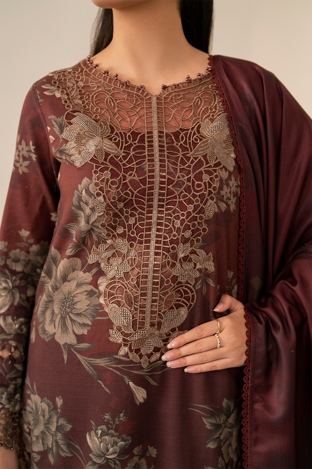 Iznik | Exclusive Winter | UE-350 M Dark Brown Slub Khaddar
